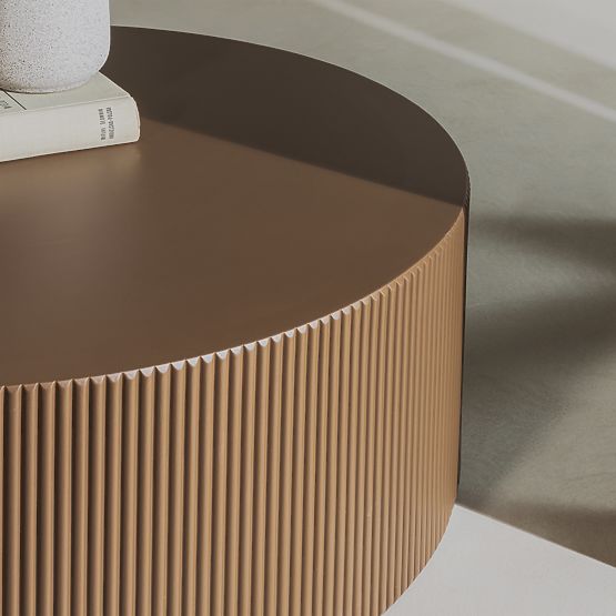 Table basse Ermanno, 90 cm, moka, rainuré