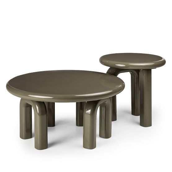 Table basse Flambe 80 cm, vert/gris, brillant