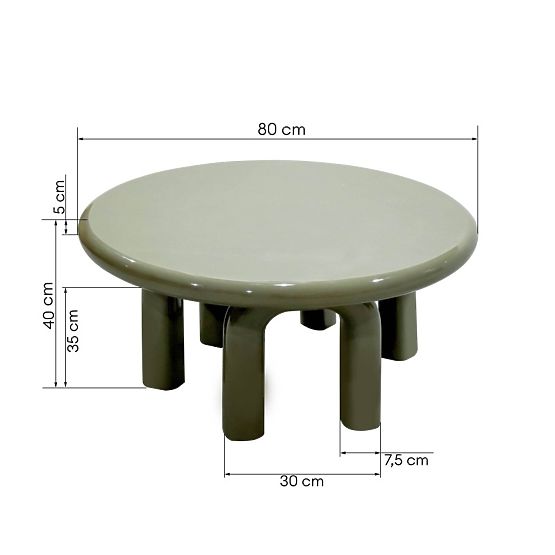 Table basse Flambe 80 cm, vert/gris, brillant
