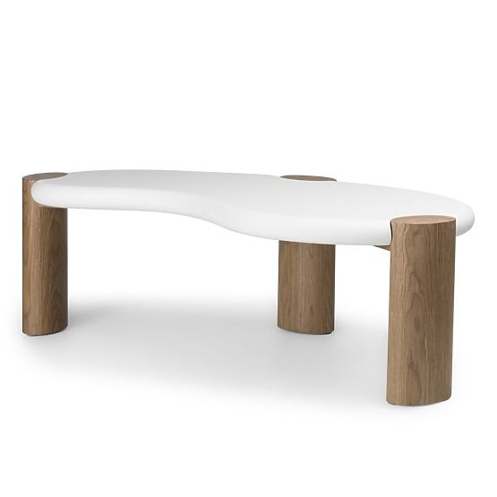 Table basse Floe 125 cm, blanc/noyer