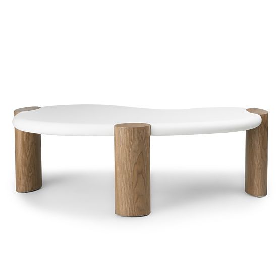 Table basse Floe 125 cm, blanc/noyer