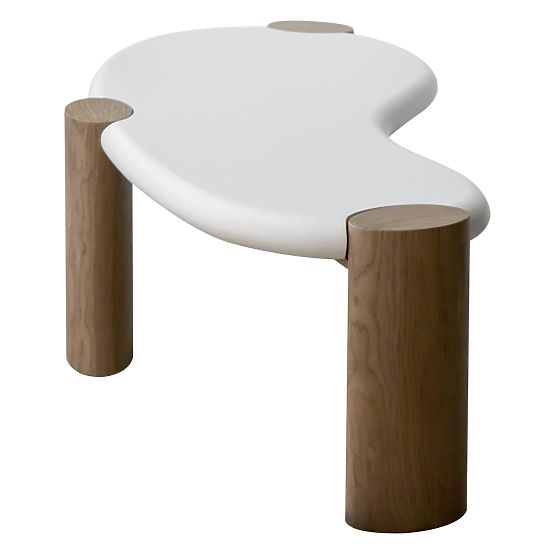 Table basse Floe 125 cm, blanc/noyer