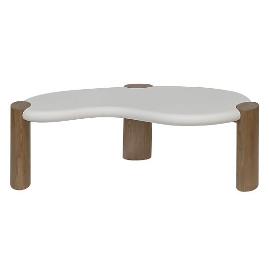 Table basse Floe 125 cm, blanc/noyer