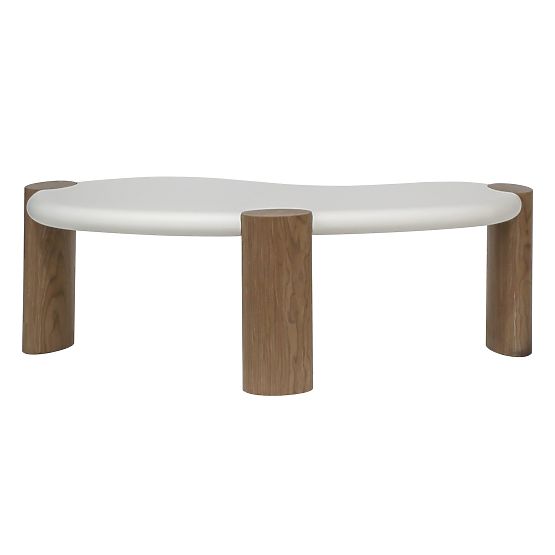 Table basse Floe 125 cm, blanc/noyer