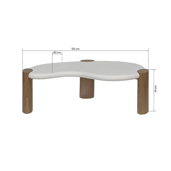 Table basse Floe 125 cm, blanc/noyer