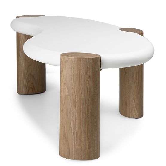 Table basse Floe 125 cm, blanc/noyer