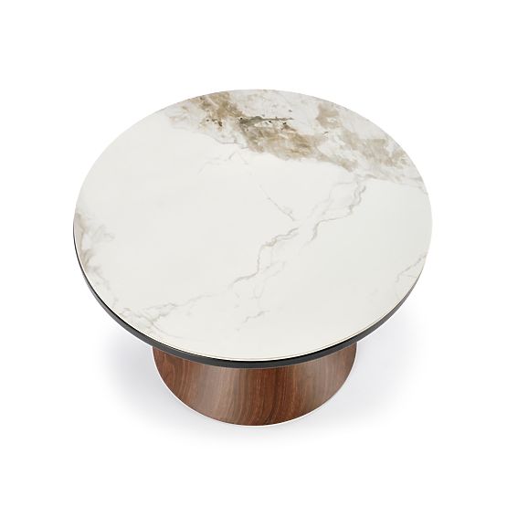 Table basse GENESIS marbre blanc / noyer / doré (2p=1ks)