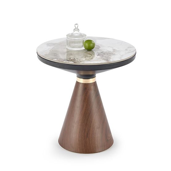 Table basse GENESIS_S marbre blanc / noyer / doré