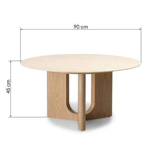 Table basse Klimt 90 cm, ronde, travertin/chêne
