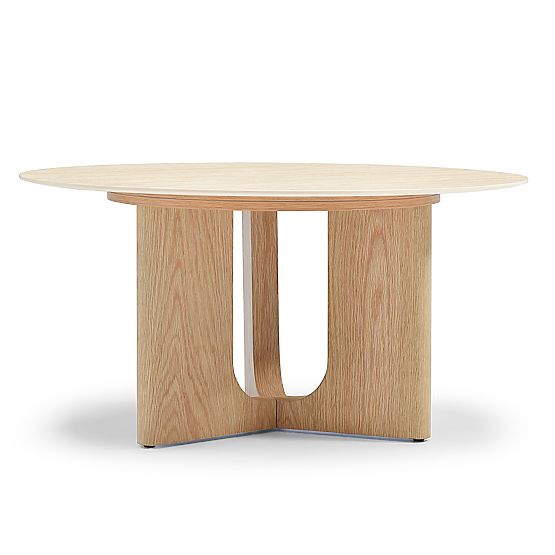 Table basse Klimt 90 cm, ronde, travertin/chêne