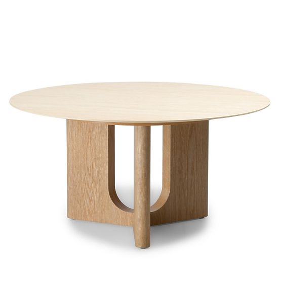 Table basse Klimt 90 cm, ronde, travertin/chêne