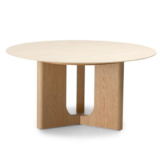Table basse Klimt 90 cm, ronde, travertin/chêne