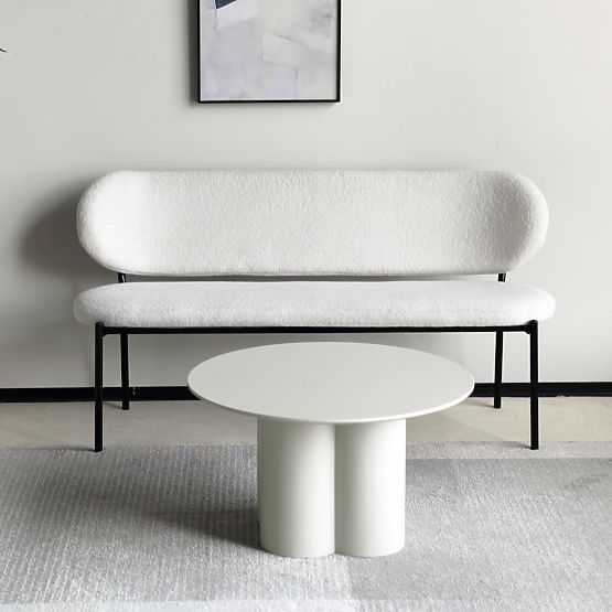 Table basse Lazaro 80 cm, ronde, gris-beige