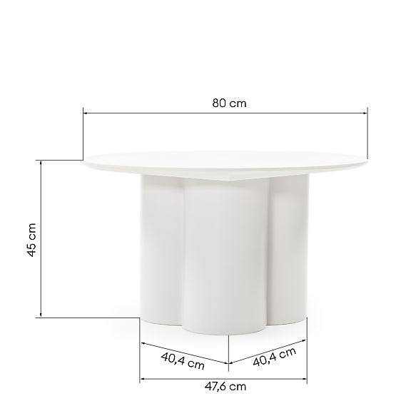 Table basse Lazaro 80 cm, ronde, gris-beige