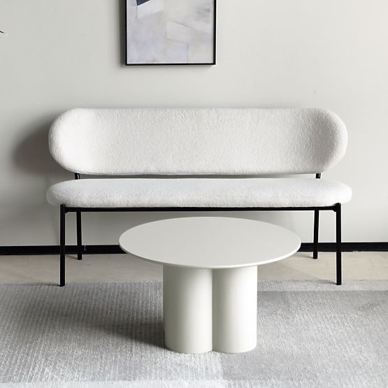 Table basse Lazaro 80 cm, ronde, gris-beige