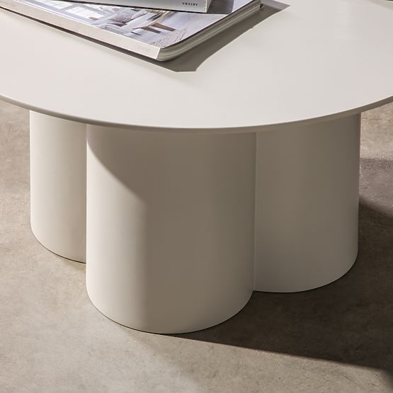Table basse Lazaro 80 cm, ronde, gris-beige