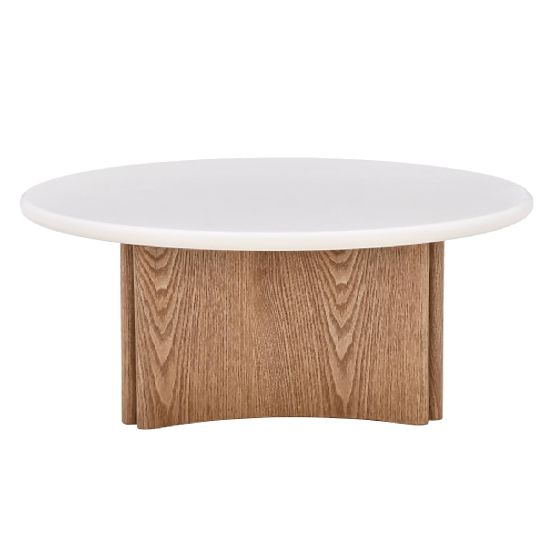 Table basse Marlo 80 cm, blanc crème/chêne