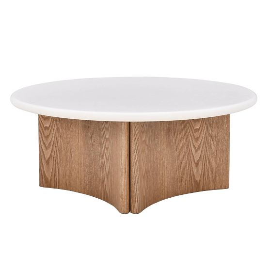 Table basse Marlo 80 cm, blanc crème/chêne