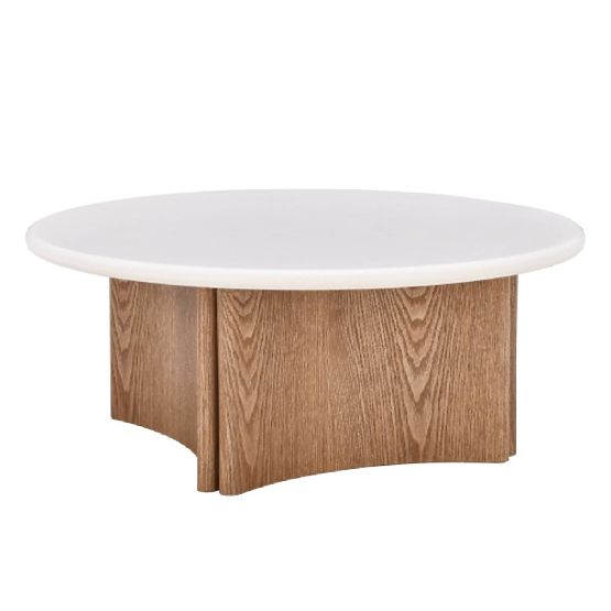Table basse Marlo 80 cm, blanc crème/chêne