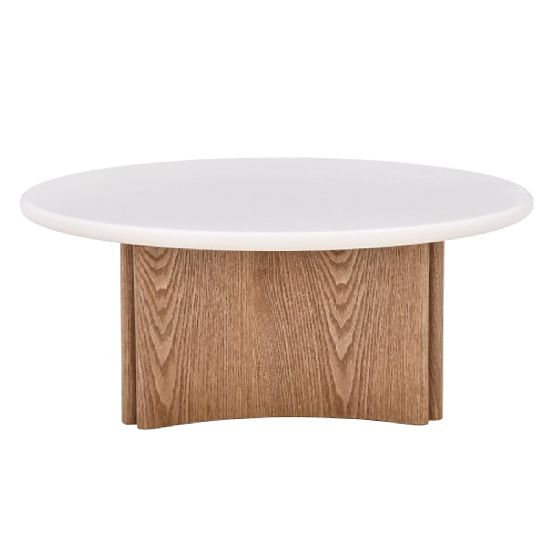 Table basse Marlo 80 cm, blanc crème/chêne