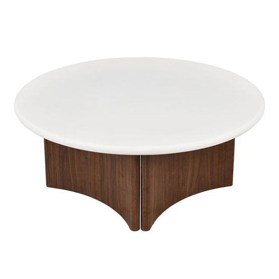 Table basse Marlo 80 cm, crème/blanc/noix, microciment