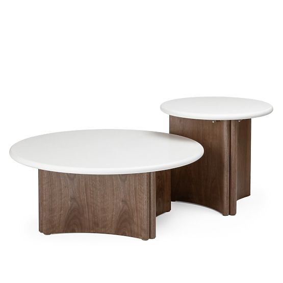 Table basse Marlo 80 cm, crème/blanc/noix, microciment