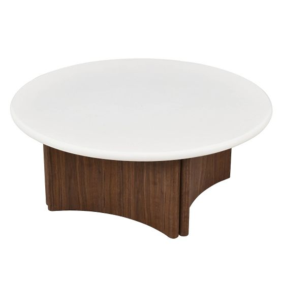 Table basse Marlo 80 cm, crème/blanc/noix, microciment