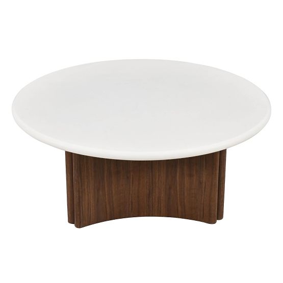 Table basse Marlo 80 cm, crème/blanc/noix, microciment