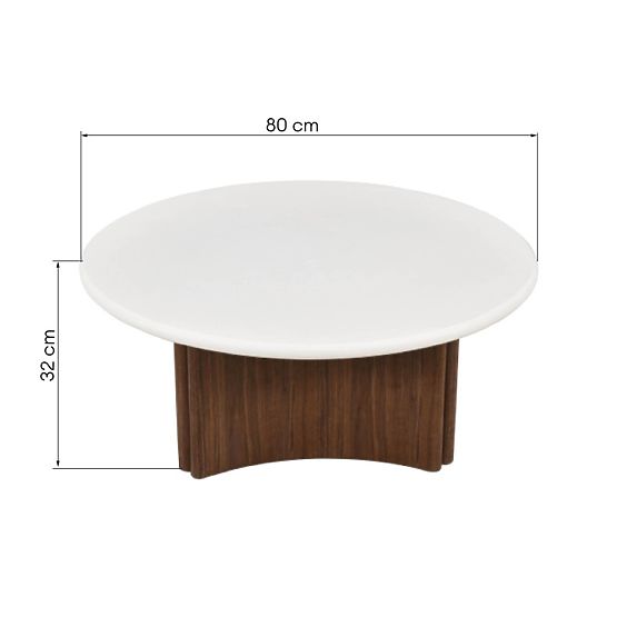 Table basse Marlo 80 cm, crème/blanc/noix, microciment