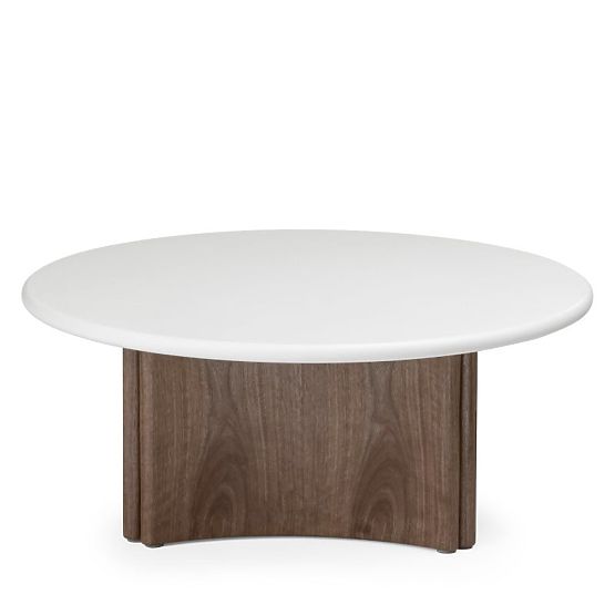 Table basse Marlo 80 cm, crème/blanc/noix, microciment