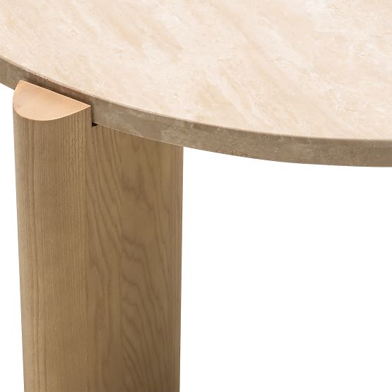 Table basse Medley 90 cm, ronde, travertin/frêne
