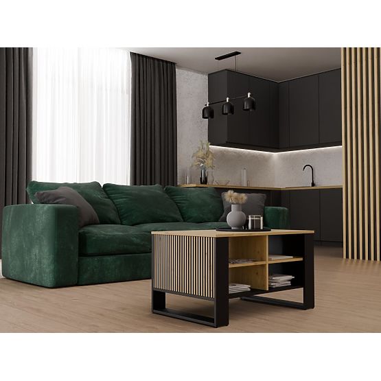 Table basse Modern 4P SLIM CHÊNE ARTISAN NOIR