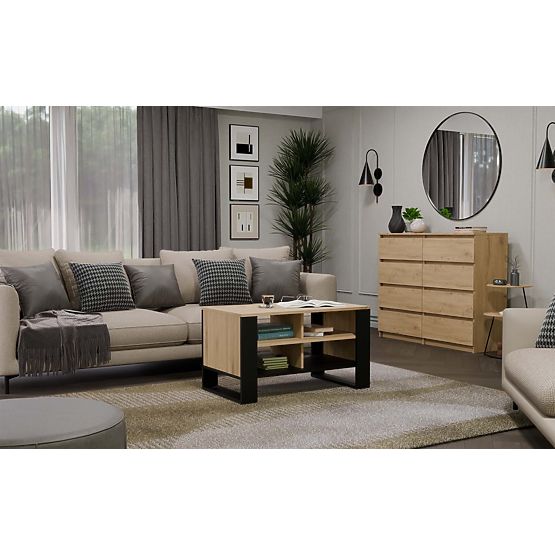 Table basse Modern 4P SLIM CHÊNE ARTISAN NOIR