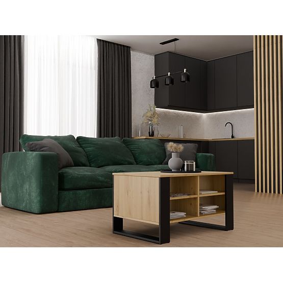 Table Basse Moderne 4P CHÊNE ARTISAN NOIR