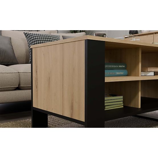 Table Basse Moderne 4P CHÊNE ARTISAN NOIR