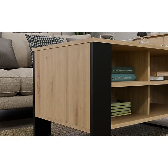 Table Basse Moderne 4P CHÊNE ARTISAN NOIR