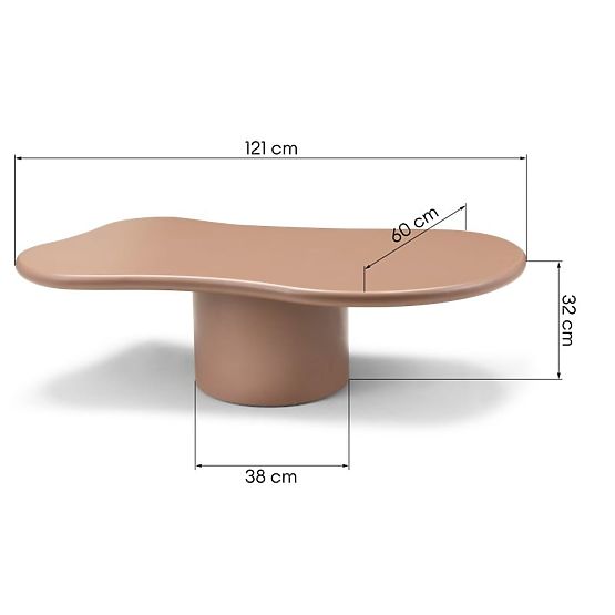 Table basse Monaco cannelle, mat, formes arrondies