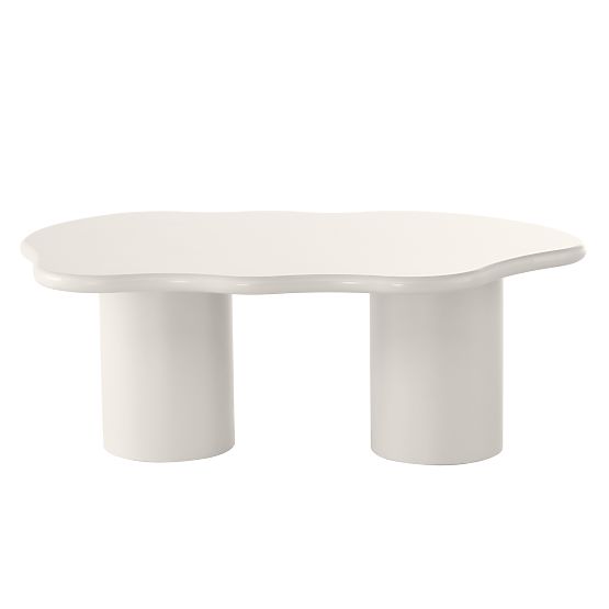 Table basse Muse gris-beige, mat, formes arrondies