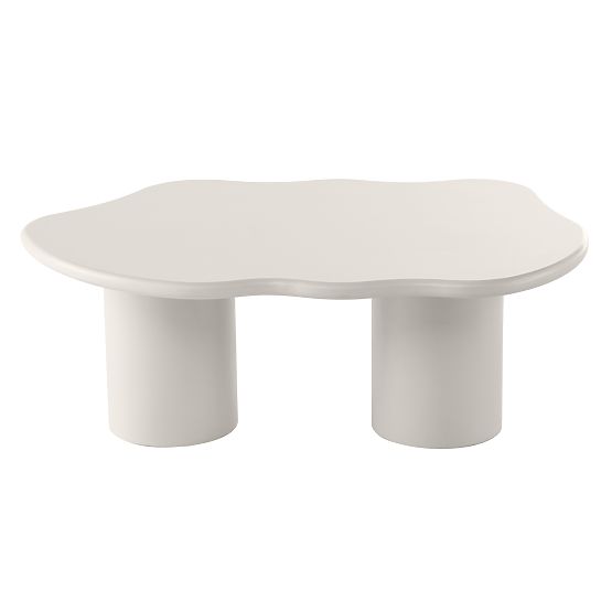 Table basse Muse gris-beige, mat, formes arrondies