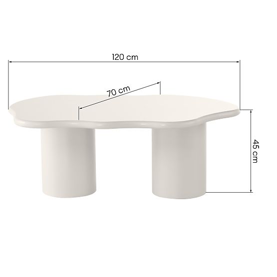 Table basse Muse gris-beige, mat, formes arrondies