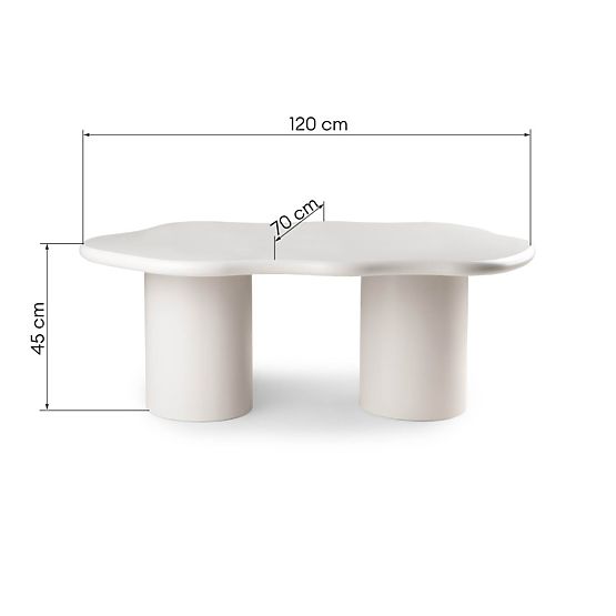 Table basse Muse gris-beige, mat, formes arrondies