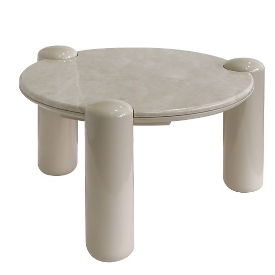 Table basse Noemi 66 cm, beige clair/marbre, brillant