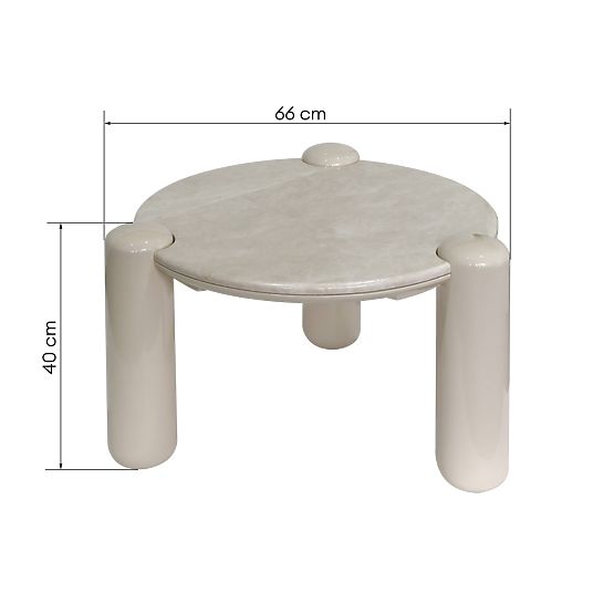 Table basse Noemi 66 cm, beige clair/marbre, brillant