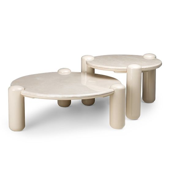 Table basse Noemi 66 cm, beige clair/marbre, brillant
