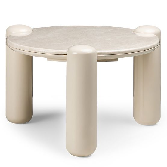 Table basse Noemi 66 cm, beige clair/marbre, brillant
