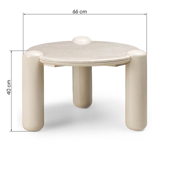 Table basse Noemi 66 cm, beige clair/marbre, brillant