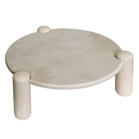 Table basse Noemi 86 cm, beige clair/marbre, brillant