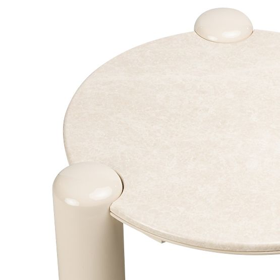 Table basse Noemi 86 cm, beige clair/marbre, brillant