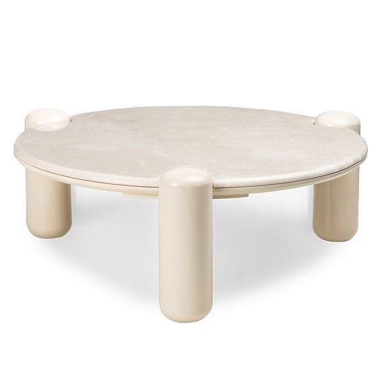 Table basse Noemi 86 cm, beige clair/marbre, brillant