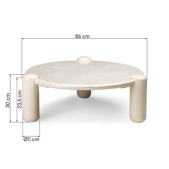Table basse Noemi 86 cm, beige clair/marbre, brillant